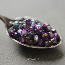 Facettes mélange violet 4mm X50 Perles verre tchèque effet vitrail