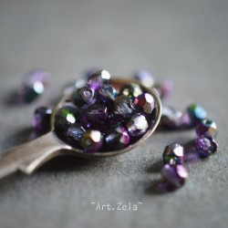 Facettes mélange violet 4mm X50 Perles verre tchèque effet vitrail