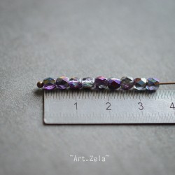 Facettes mélange violet 4mm X50 Perles verre tchèque effet vitrail