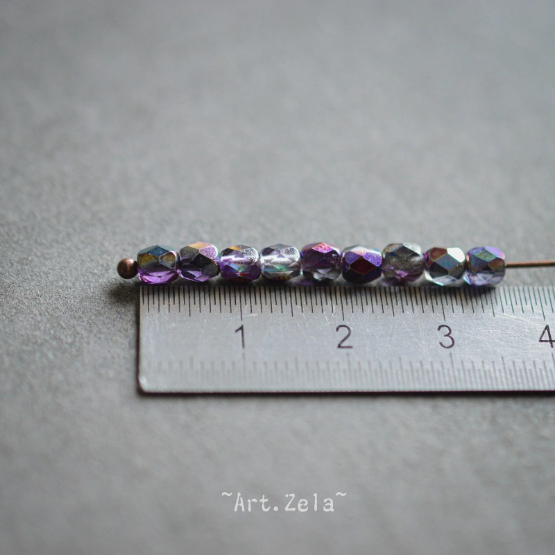 Facettes mélange violet 4mm X50 Perles verre tchèque effet vitrail