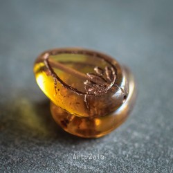 Fleurs de lotus ambre bronze 18mm X2 Perles verre tchèque transparent