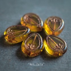 Fleurs de lotus ambre bronze 18mm X2 Perles verre tchèque transparent