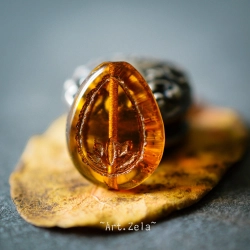 Fleurs de lotus miel bronze 18mm X2 Perles verre tchèque transparent