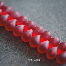 Gouttes rouge foncé mat 7x5mm X20 Perles verre tchèque dépoli