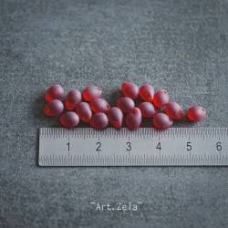 Gouttes rouge foncé mat 7x5mm X20 Perles verre tchèque dépoli