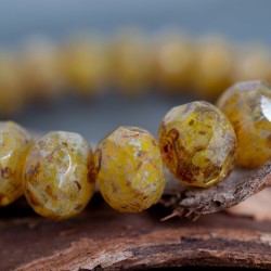 Rondelles Picasso jaune 8x6mm X8 Perles verre tchèque opalescent