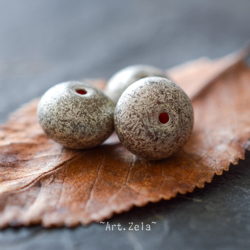 Rondelles gris argenté 9x6mm X6 Perles Verre Tchèque