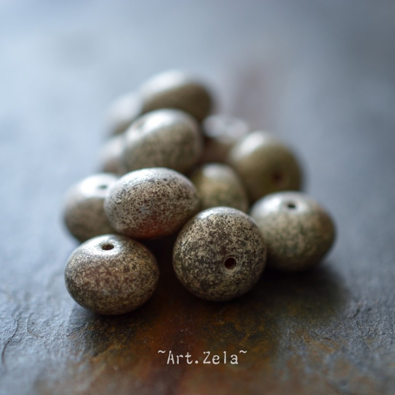 Rondelles gris argenté 9x6mm X6 Perles Verre Tchèque