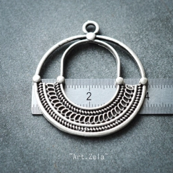 Pendentif rond ajouré 40mm X1 Pendentif métal plaqué argent