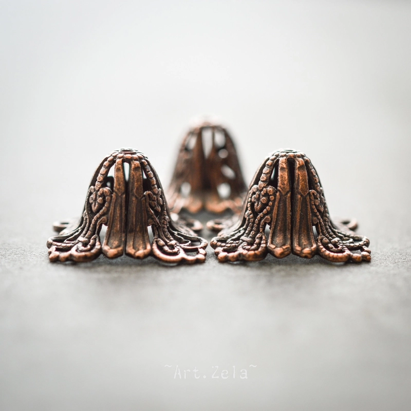 Coupelle filigrane cuivrée 15mm X1 Coupelle en dentelle de métal