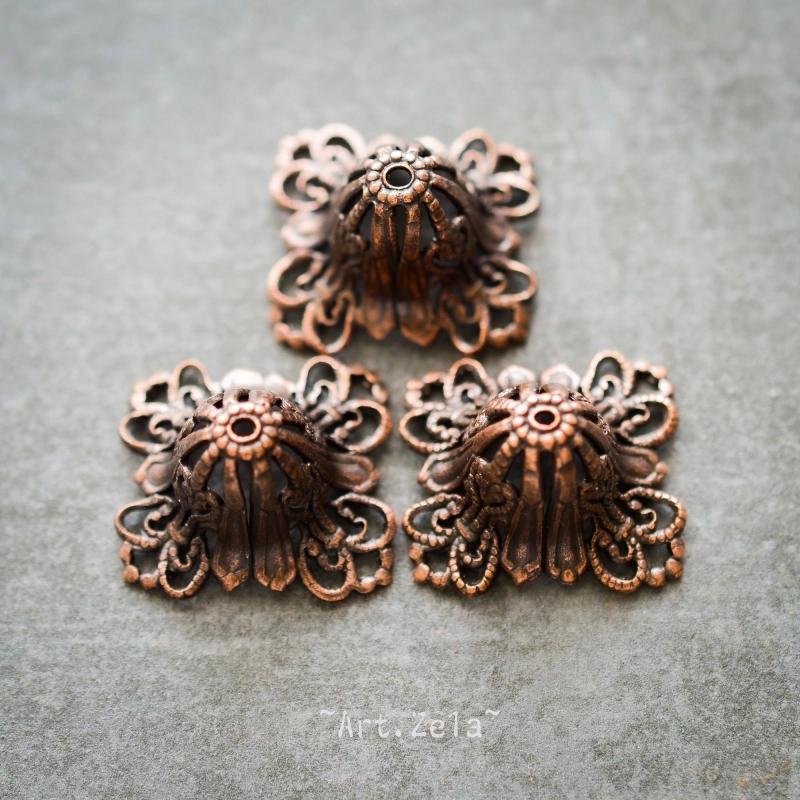 Coupelle filigrane cuivrée 15mm X1 Coupelle en dentelle de métal