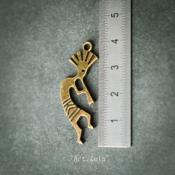 Pendentif Kokopelli 39mm X4 Métal couleur bronze