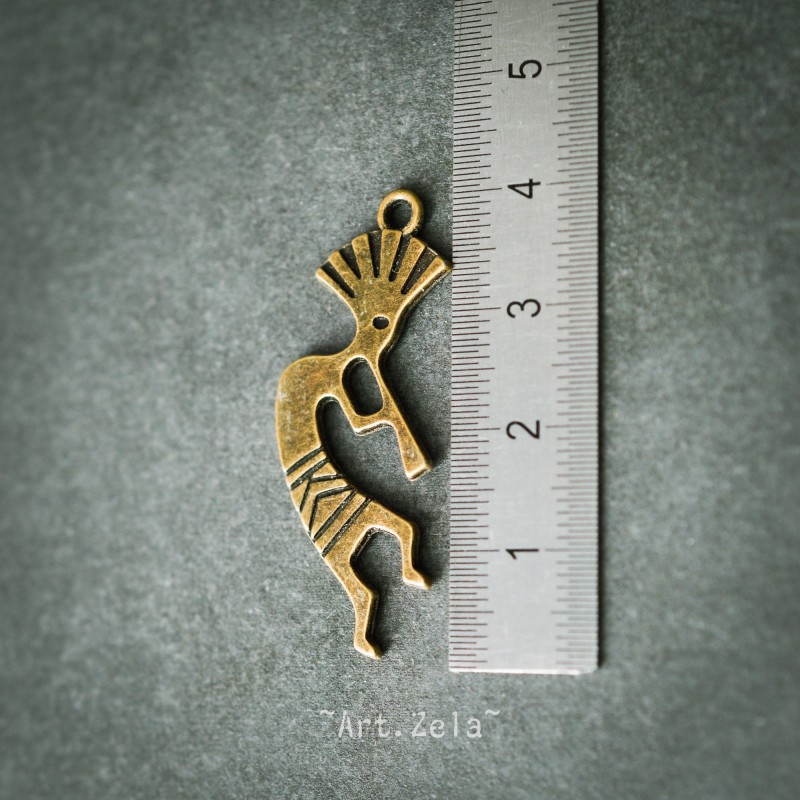 Pendentif Kokopelli 39mm X4 Métal couleur bronze