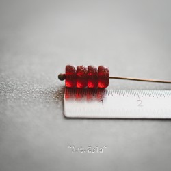 Katsuki heishi rouge 3x6mm X50 Perles verre tchèque gravé