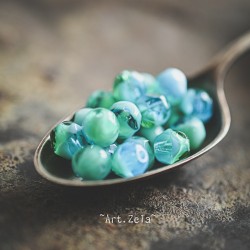 Facettes mix turquoise 6mm X20 Perles verre tchèque poli au feu