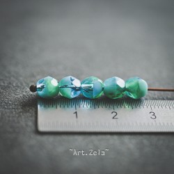 Facettes mix turquoise 6mm X20 Perles verre tchèque poli au feu