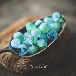 Facettes mix turquoise 6mm X20 Perles verre tchèque poli au feu