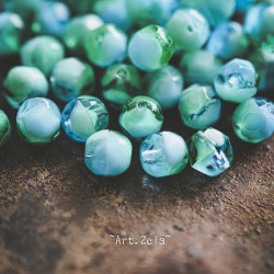 Facettes mix turquoise 6mm X20 Perles verre tchèque poli au feu