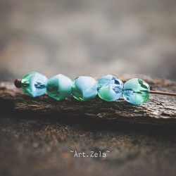 Facettes mix turquoise 6mm X20 Perles verre tchèque poli au feu