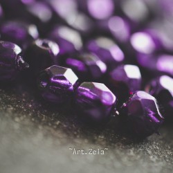 Facettes métallisées amethyste 4mm  X50 Perles Verre Tchèque