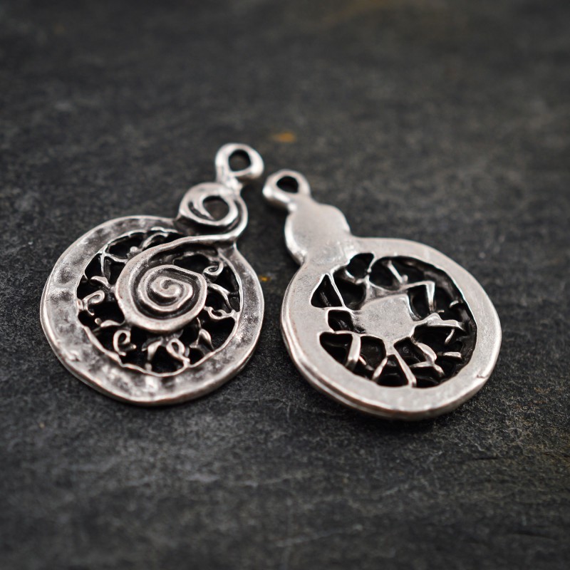 Pendentif spirale métal 26x18mm X2 Pendentifs plaqué argent