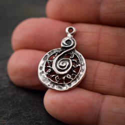 Pendentif spirale métal 26x18mm X2 Pendentifs plaqué argent