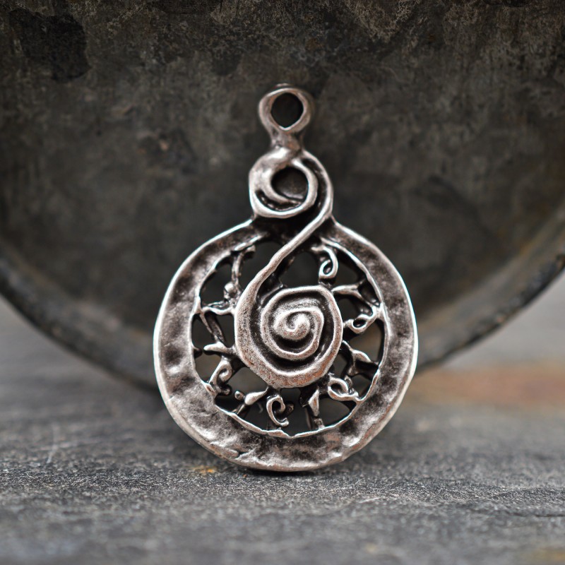 Pendentif spirale métal 26x18mm X2 Pendentifs plaqué argent