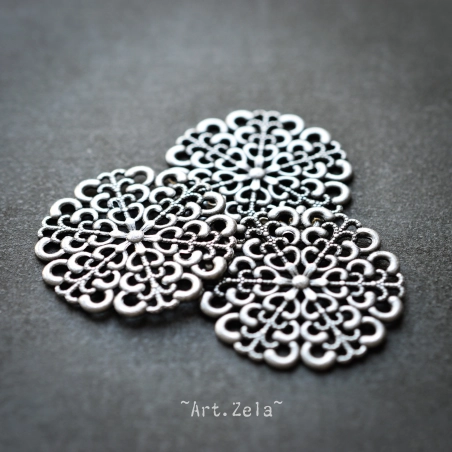 Filigrane support broderie de perles 30mm X2 Métal argenté