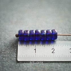 Katsuki heishi saphir 6x3mm X50 Petites perles disques verre tchèque nacré