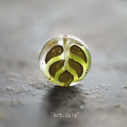 Monstera vert amande 14mm X4 Perles verre tchèque premium