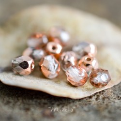 Facettes cuivre rose 4mm X40 Perles verre tchèque métallisé