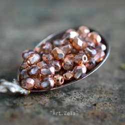 Facettes cuivre rose 4mm X40 Perles verre tchèque métallisé