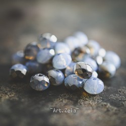 Rondelles gris bleu argenté 7x5mm X20 Perles verre tchèque facetté