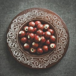 Perles céramique émaillée rouge brun 6mm X20 perles artisanales