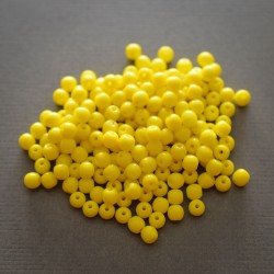 Perles rondes jaune vif 4mm X50 Perles verre tchèque opaque