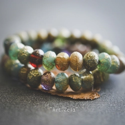 Rondelles mates multicolores9x6mm X10 Perles verre tchèque texturé