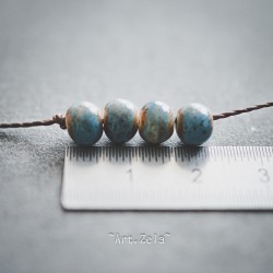 Perles céramique émaillée bleu brun 6mm X20 Perles artisanales