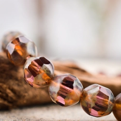 Perles baroques prune 9mm X6 Perles verre tchèque Picasso