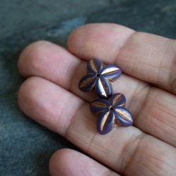 Clochettes violet bronze 16mm X5 Perles verre tchèque opaque