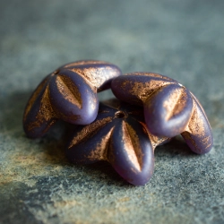 Clochettes violet bronze 16mm X5 Perles verre tchèque opaque
