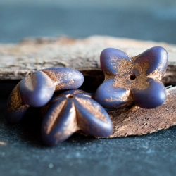 Clochettes violet bronze 16mm X5 Perles verre tchèque opaque