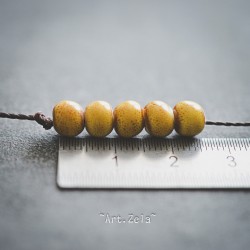 Perles céramique émaillée jaune safran 6mm X20 Perles artisanales