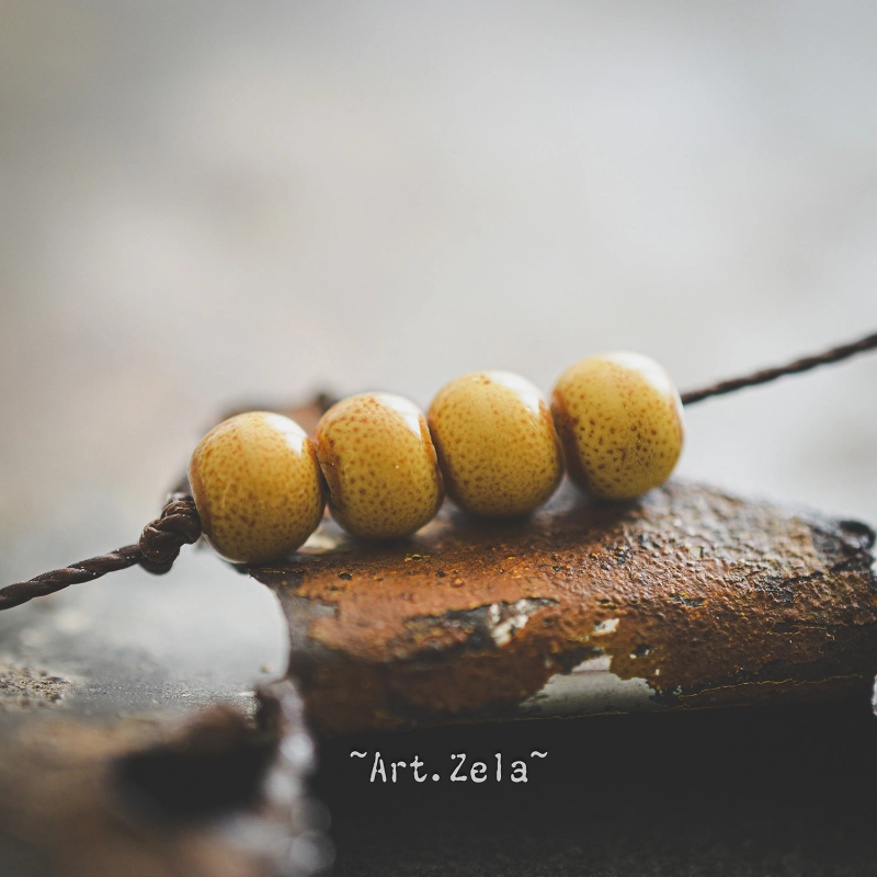 Perles céramique émaillée jaune safran 6mm X20 Perles artisanales