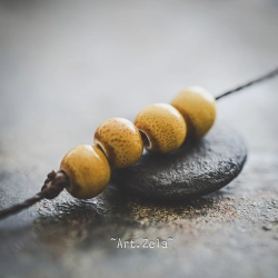 Perles céramique émaillée jaune safran 6mm X20 Perles artisanales
