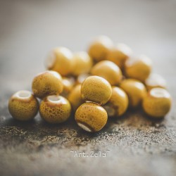 Perles céramique émaillée jaune safran 6mm X20 Perles artisanales