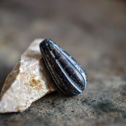 Melon goutte noir gris 23mm X2 Grandes perles verre tchèque opaque