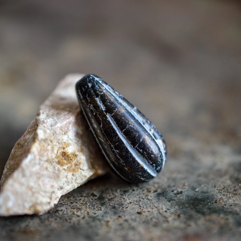 Melon goutte noir gris 23mm X2 Grandes perles verre tchèque opaque