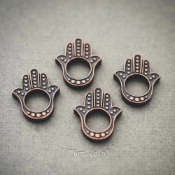 Cadre Hamsa pour perles rondes 20x17mm X4 breloques métal finition cuivré