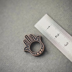 Cadre Hamsa pour perles rondes 20x17mm X4 breloques métal finition cuivré