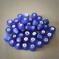 Perles bicolores verre dépoli bleu blanc 6x5mm X30 Perles indiennes